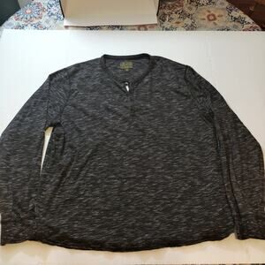 Lucky Brand XXL Long Sleeve Heathered Black Cotten Blend Henly Shirt